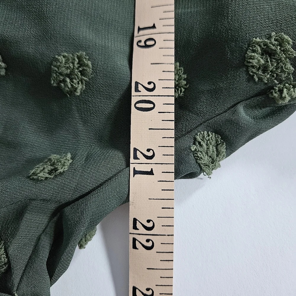 Kirundo Women’s Army Green Dress Size M V Neck Swiss Dot Ruffles NWT - Picture 9 of 10
